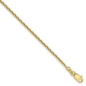 1.65mm 10k Yellow Gold Solid Diamond Cut Cable Chain Anklet, 9 Inch
